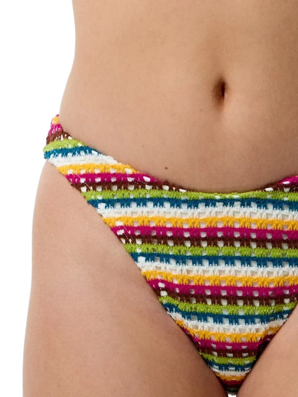 No Boundaries Crochet Bikini Bottom High Leg Multicolor Size Large 12-14